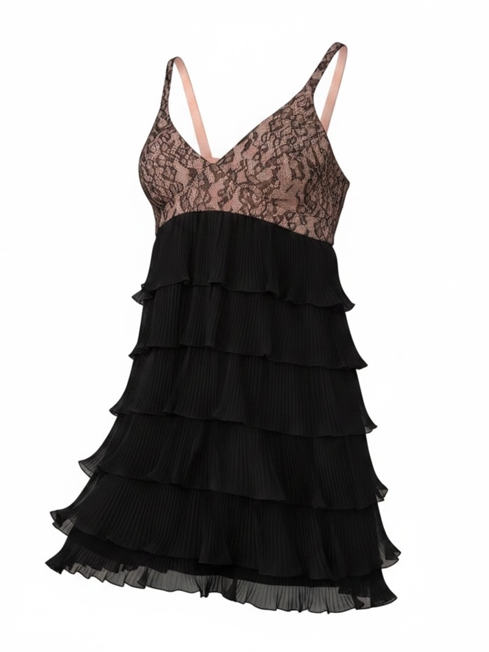 Erin Fetherston Tiered Ruffle Dress Lace Bodice Chiffon Party Cocktail Mini